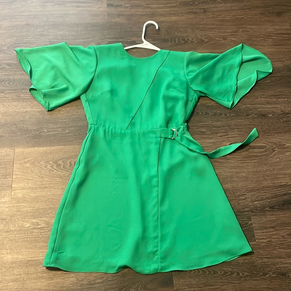 Emerald green belted dress